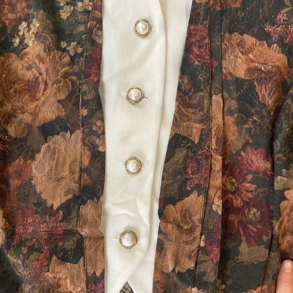 Vintage GOOD TIMES Shirt Top Blouse Women’s Size 14 Floral Shoulder Pads USA - Picture 3 of 9